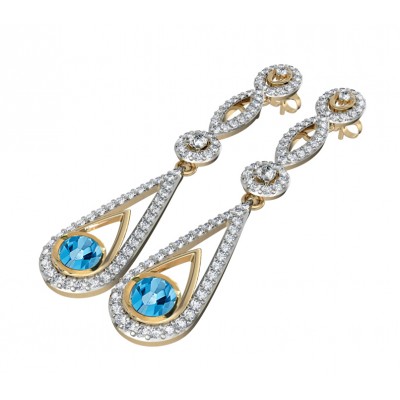Enchanting Blue Topaz & Diamond Danglers